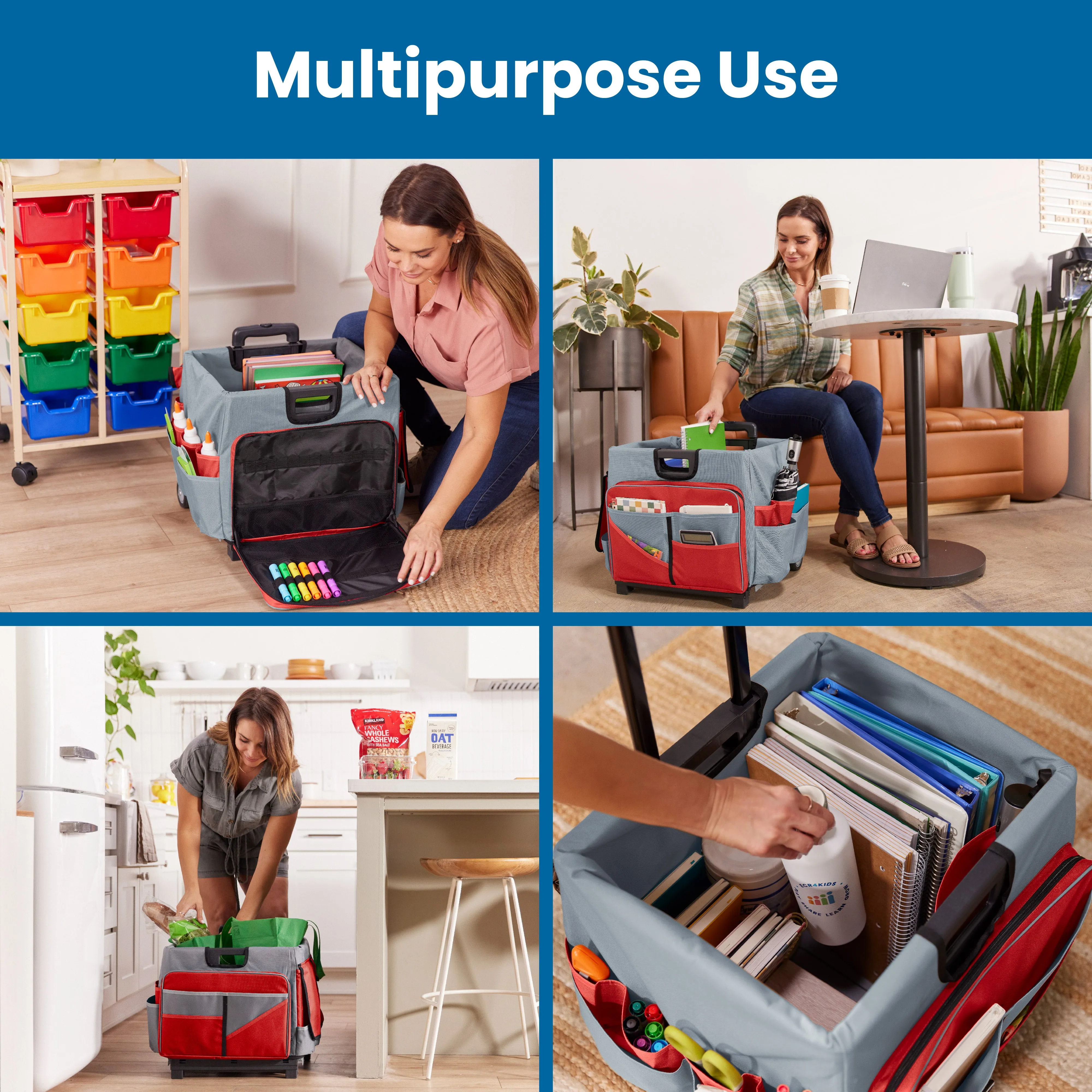 Universal Rolling Cart with Canvas Organizer Bag, Mobile Storage