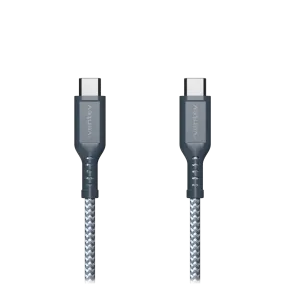 Ventev High Speed USB C to USB C Braided Cable with 2x the Copper for Faster Charging 6ft Gray by Ventev