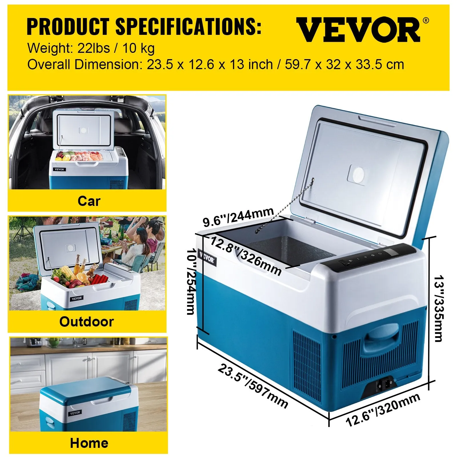 Vevor Portable Refrigerator 23 Qt Capacity with App Control -4°F to 68°F Adjustable Temp New