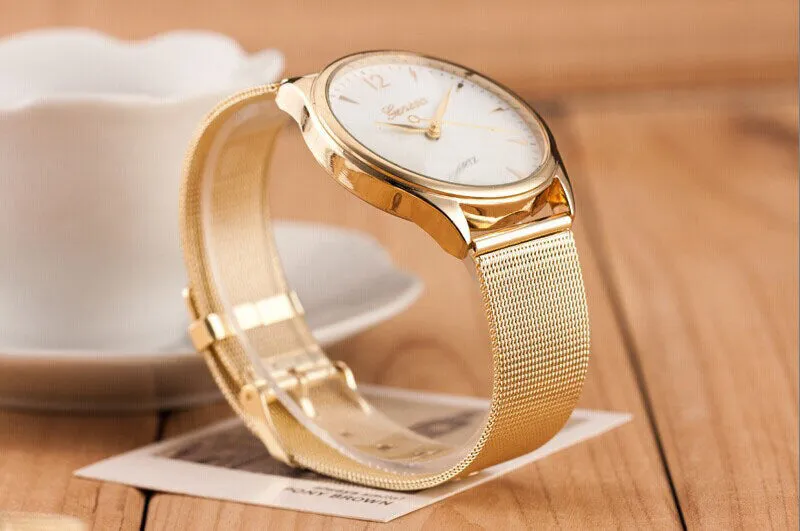 Watch Women Watches Brand Luxury Gold Stainless Steel Quartz Wrist Watch Clock Hours