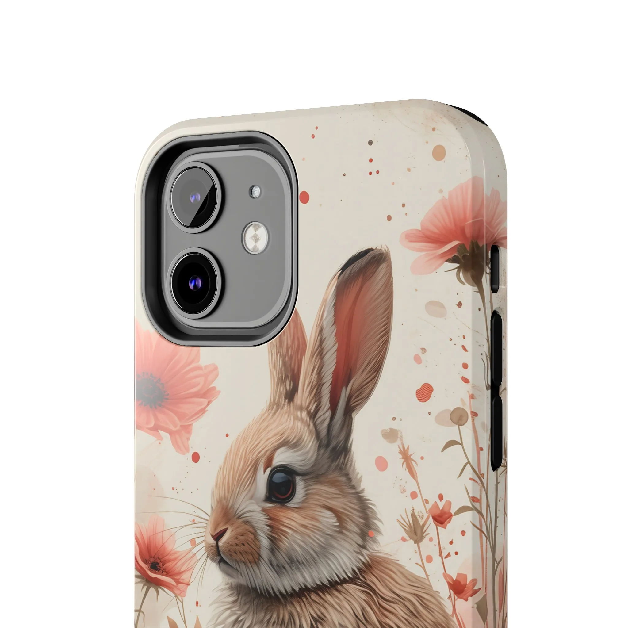 Watercolor Easter Bunny and Spring Flowers Design Phone Case- Lightweight, Impact Resistant Cover for iPhone 6, 6s, 12, 13, 14, 15