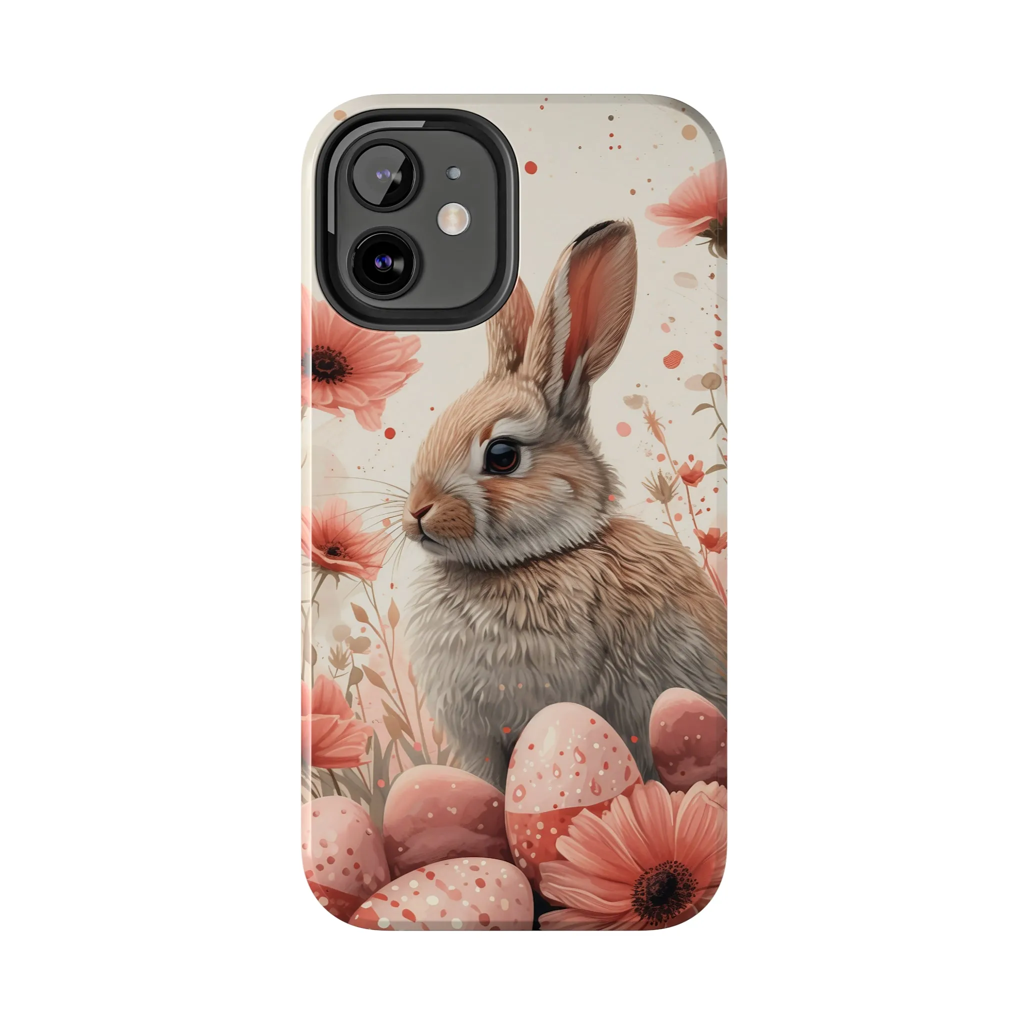 Watercolor Easter Bunny and Spring Flowers Design Phone Case- Lightweight, Impact Resistant Cover for iPhone 6, 6s, 12, 13, 14, 15