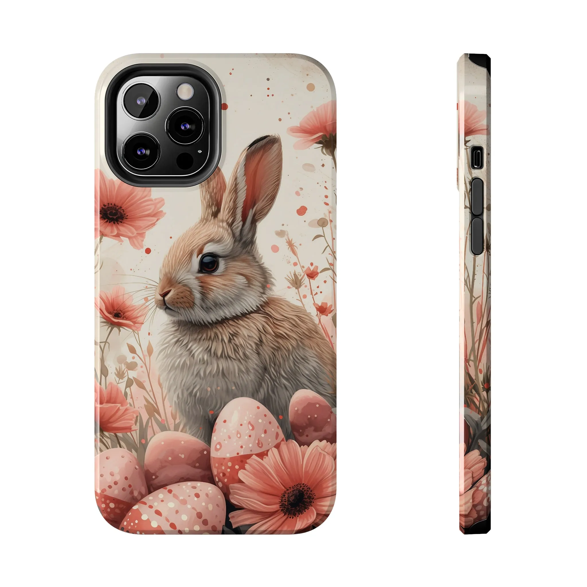 Watercolor Easter Bunny and Spring Flowers Design Phone Case- Lightweight, Impact Resistant Cover for iPhone 6, 6s, 12, 13, 14, 15