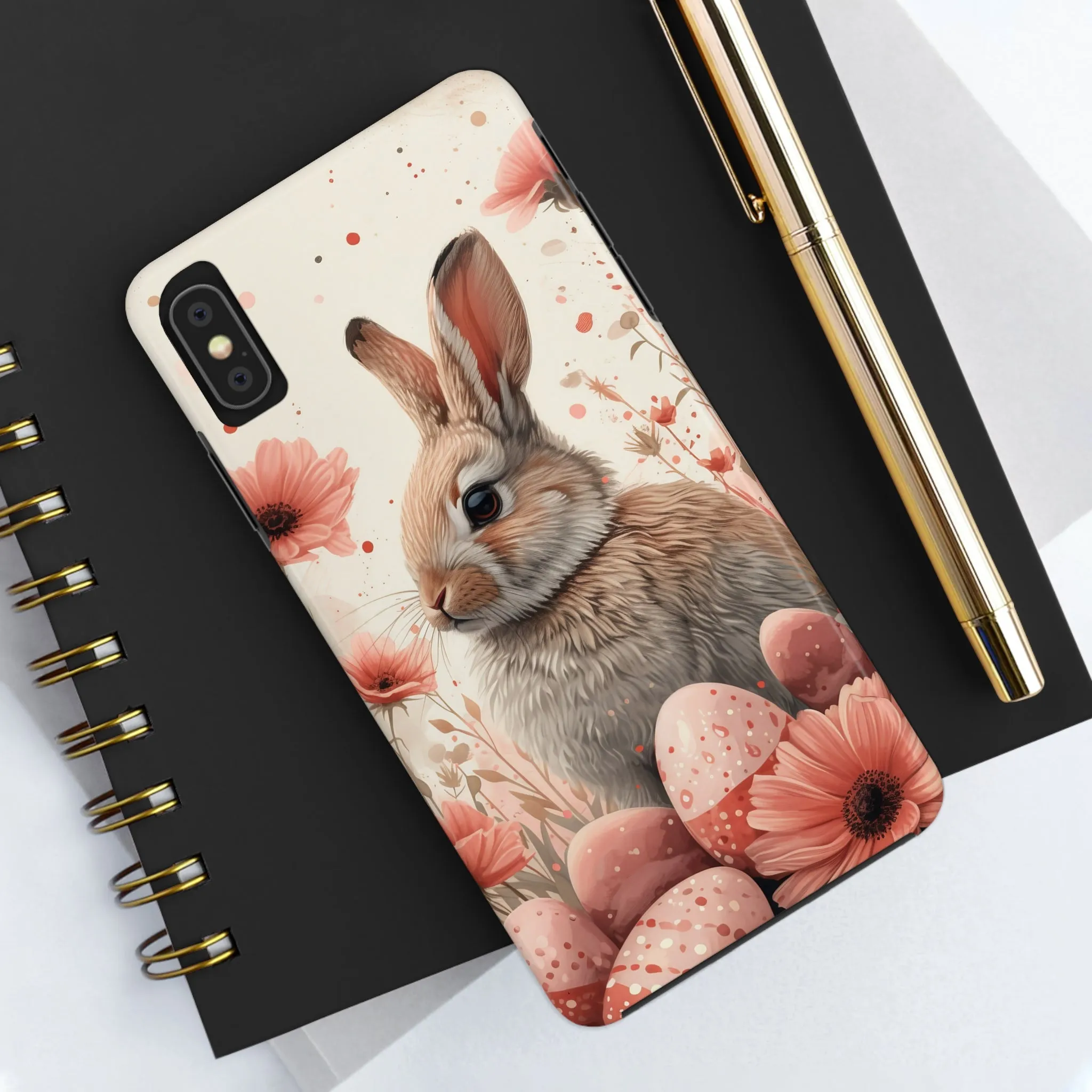 Watercolor Easter Bunny and Spring Flowers Design Phone Case- Lightweight, Impact Resistant Cover for iPhone 6, 6s, 12, 13, 14, 15