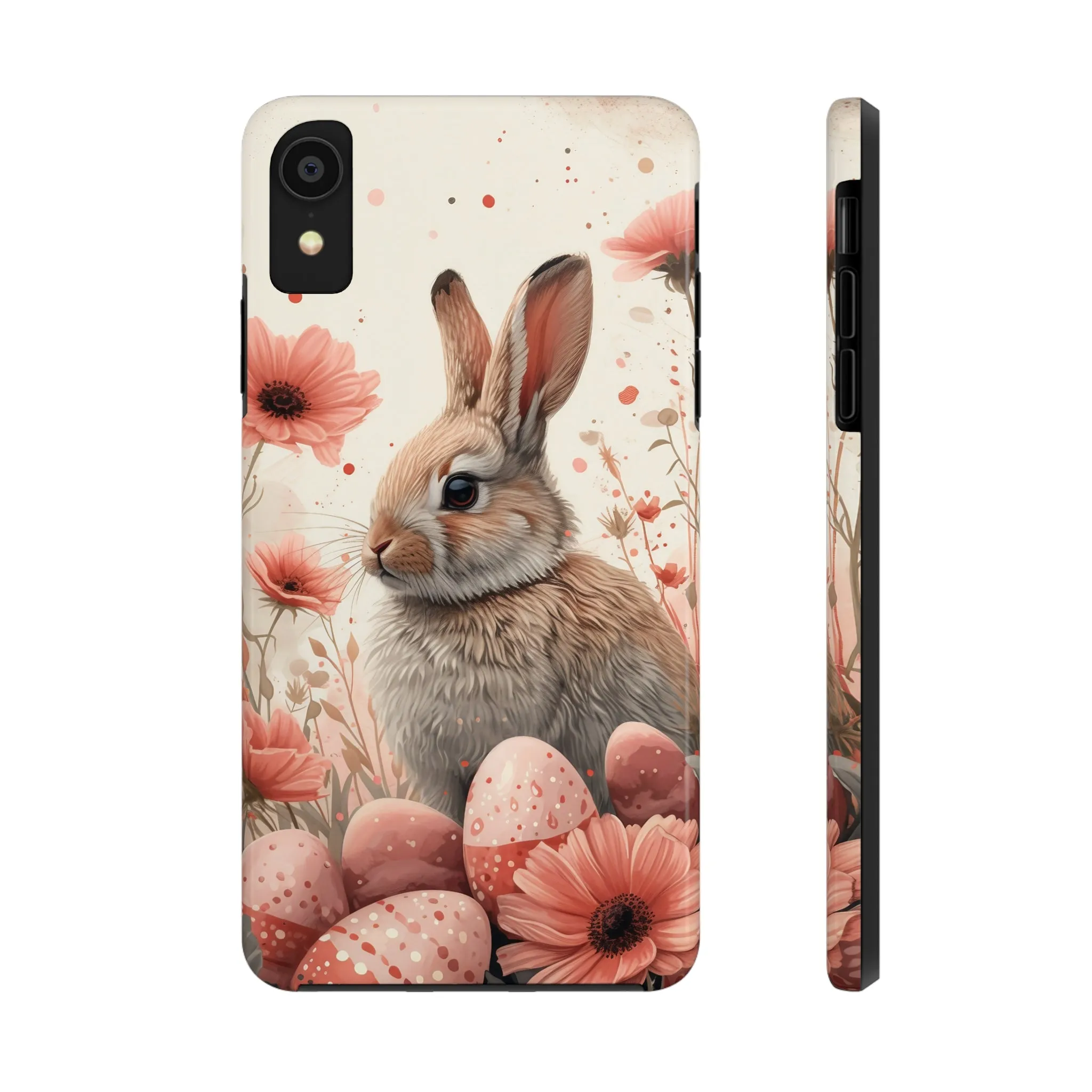 Watercolor Easter Bunny and Spring Flowers Design Phone Case- Lightweight, Impact Resistant Cover for iPhone 6, 6s, 12, 13, 14, 15