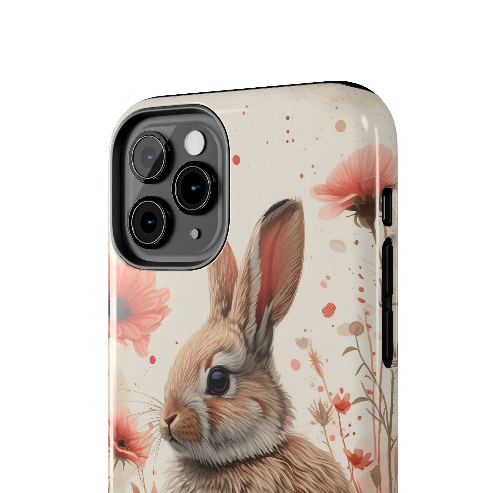 Watercolor Easter Bunny and Spring Flowers Design Phone Case- Lightweight, Impact Resistant Cover for iPhone 6, 6s, 12, 13, 14, 15