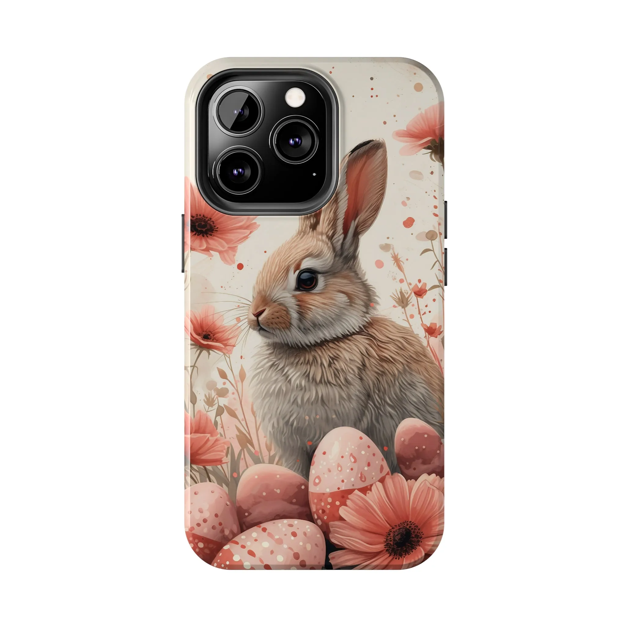 Watercolor Easter Bunny and Spring Flowers Design Phone Case- Lightweight, Impact Resistant Cover for iPhone 6, 6s, 12, 13, 14, 15