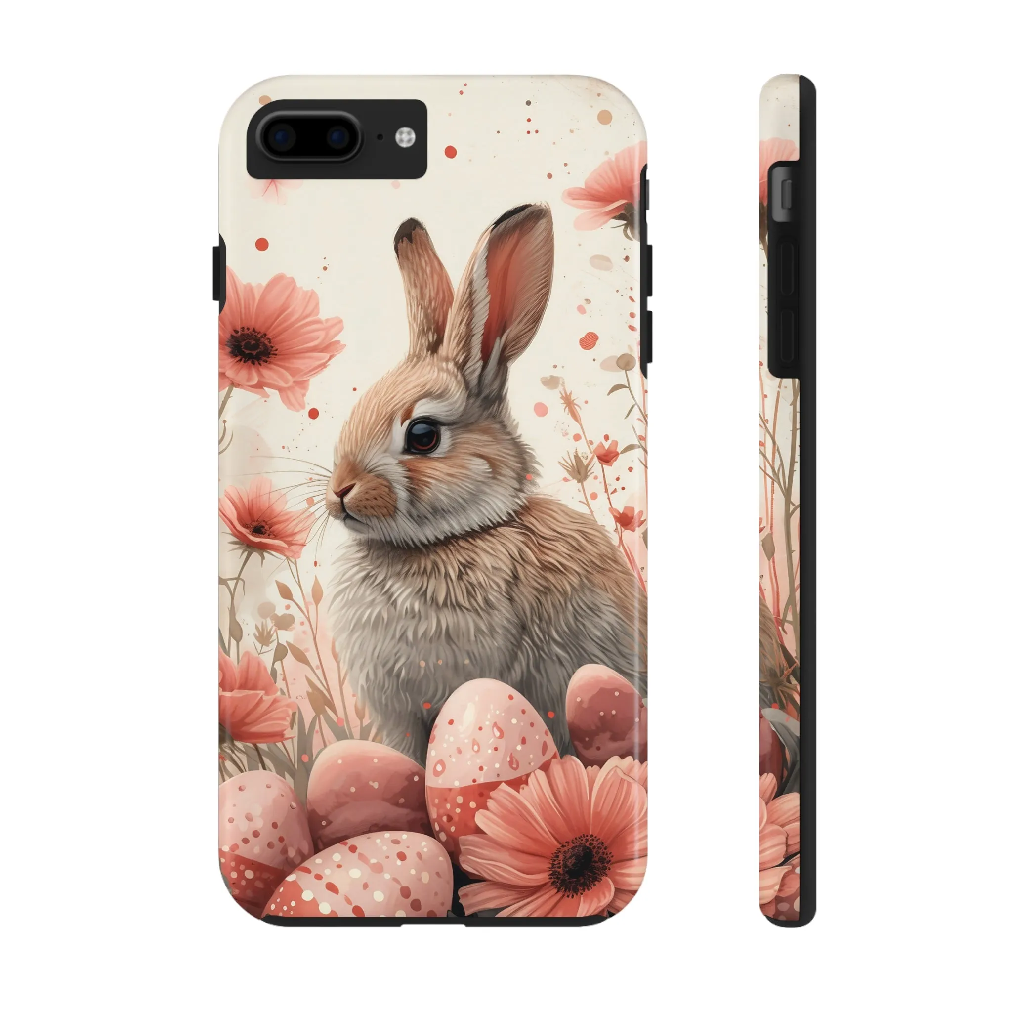 Watercolor Easter Bunny and Spring Flowers Design Phone Case- Lightweight, Impact Resistant Cover for iPhone 6, 6s, 12, 13, 14, 15