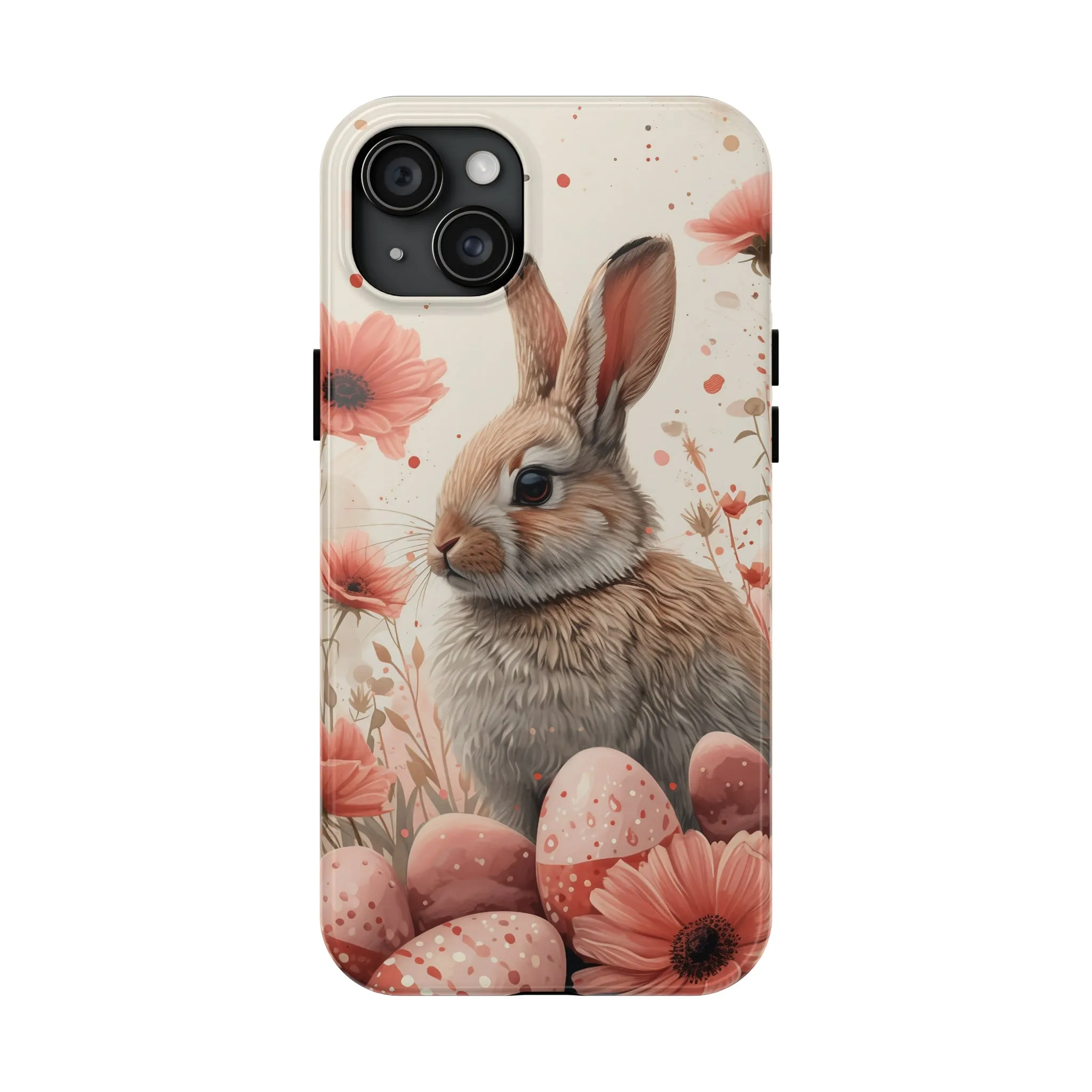 Watercolor Easter Bunny and Spring Flowers Design Phone Case- Lightweight, Impact Resistant Cover for iPhone 6, 6s, 12, 13, 14, 15