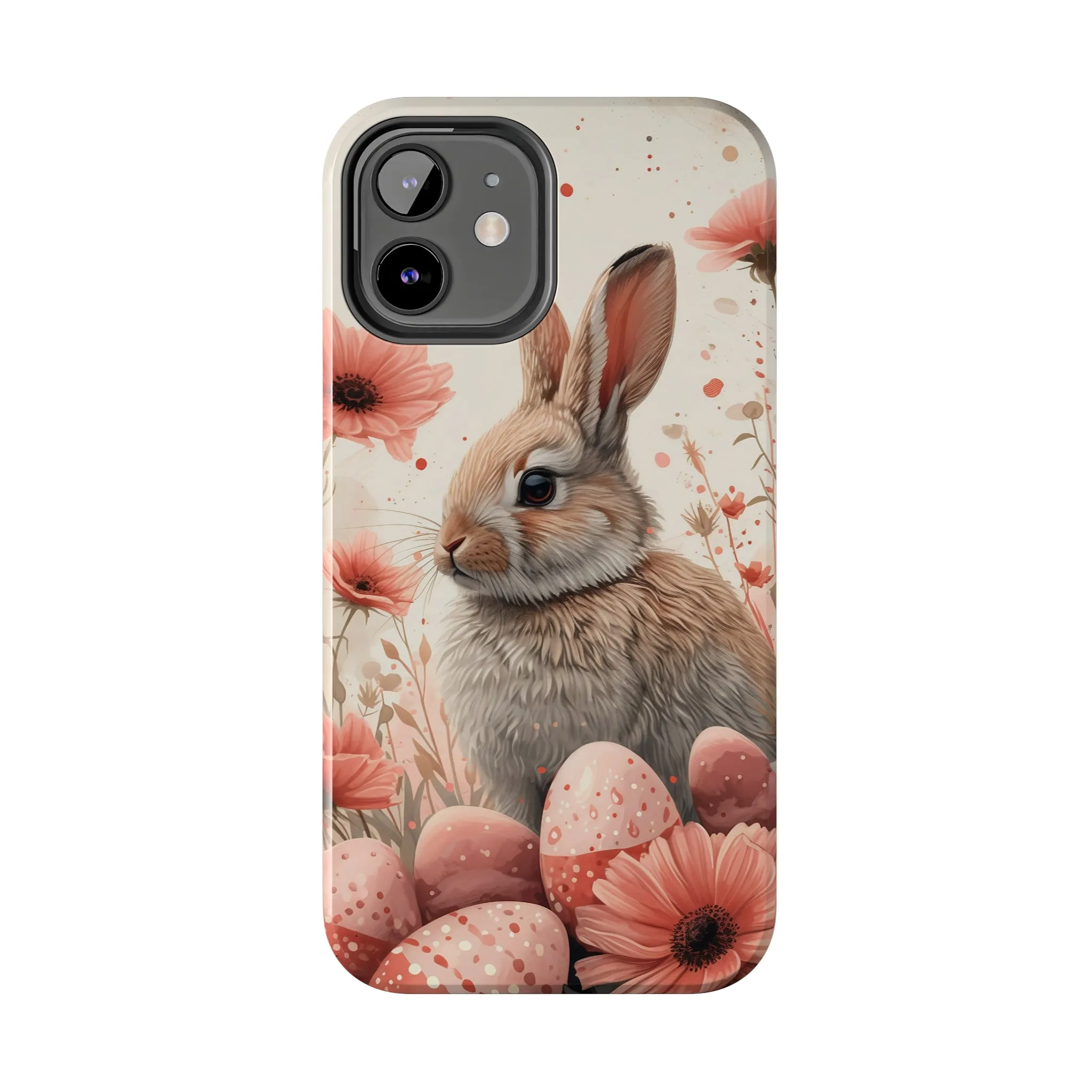 Watercolor Easter Bunny and Spring Flowers Design Phone Case- Lightweight, Impact Resistant Cover for iPhone 6, 6s, 12, 13, 14, 15