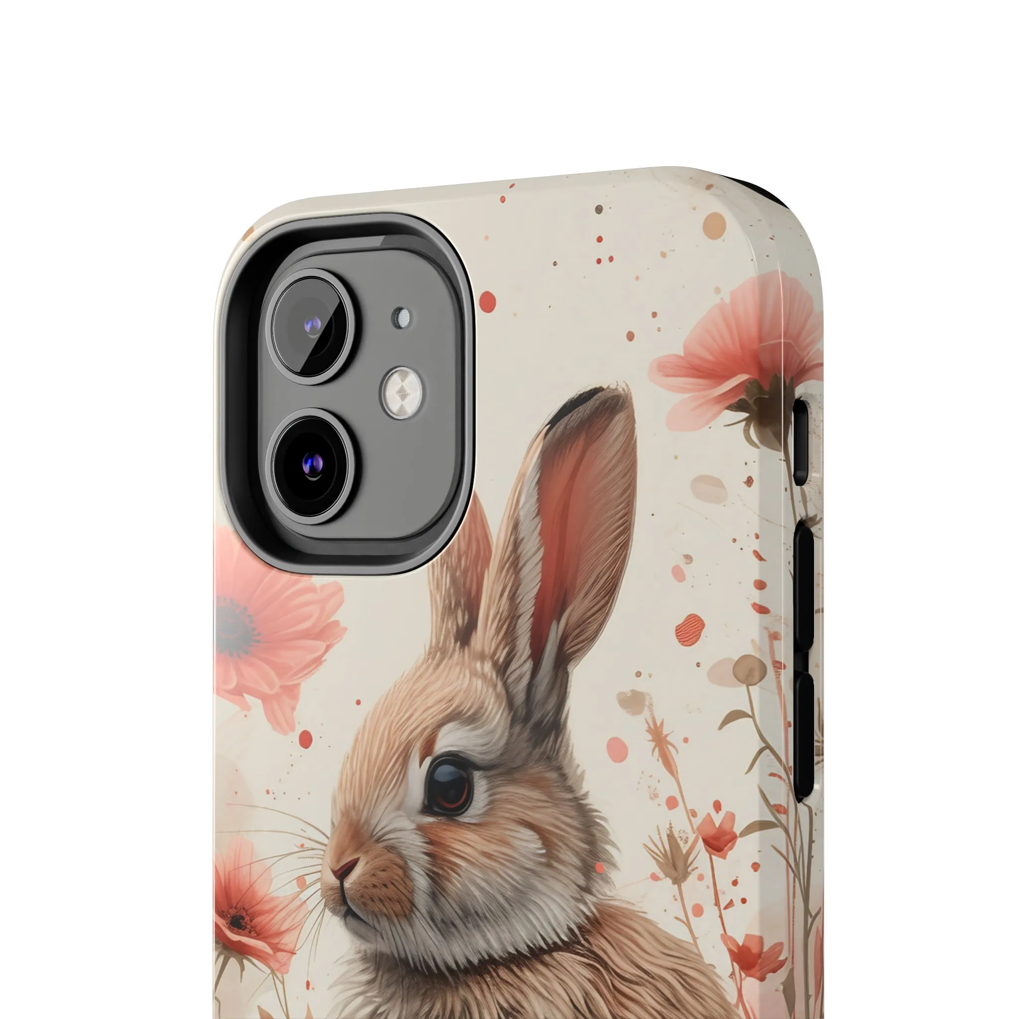 Watercolor Easter Bunny and Spring Flowers Design Phone Case- Lightweight, Impact Resistant Cover for iPhone 6, 6s, 12, 13, 14, 15