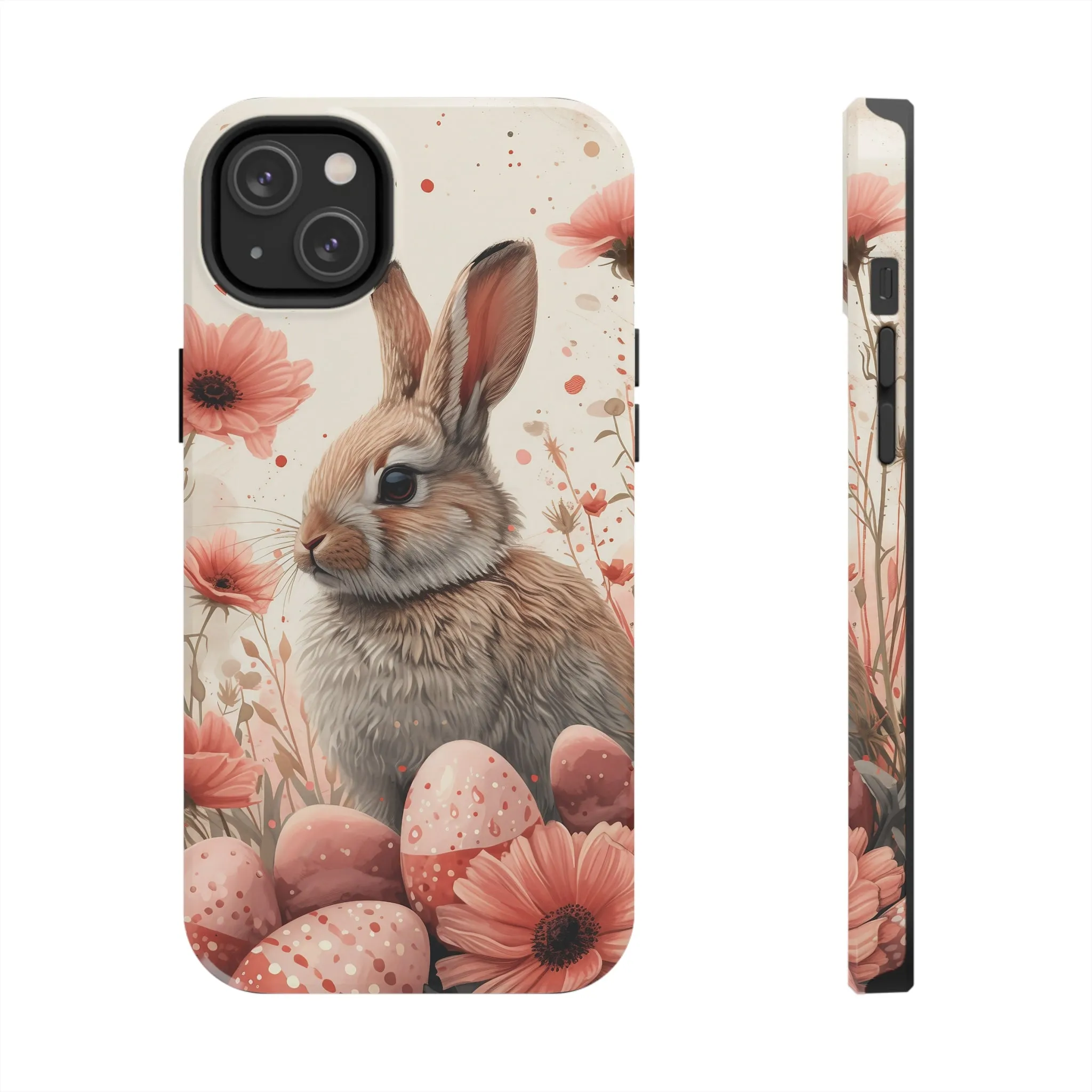 Watercolor Easter Bunny and Spring Flowers Design Phone Case- Lightweight, Impact Resistant Cover for iPhone 6, 6s, 12, 13, 14, 15