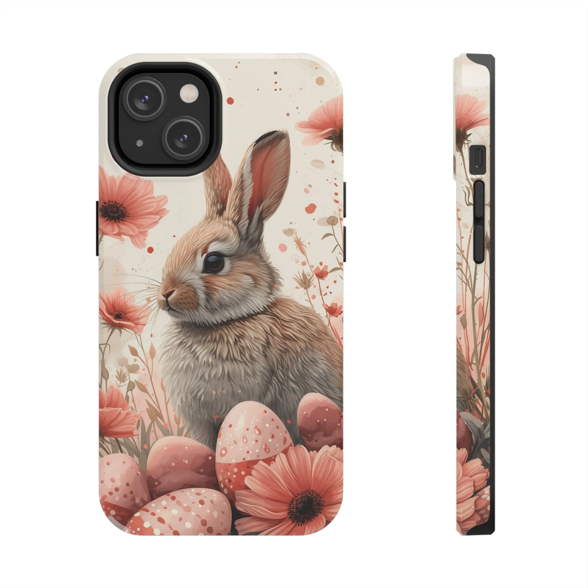 Watercolor Easter Bunny and Spring Flowers Design Phone Case- Lightweight, Impact Resistant Cover for iPhone 6, 6s, 12, 13, 14, 15