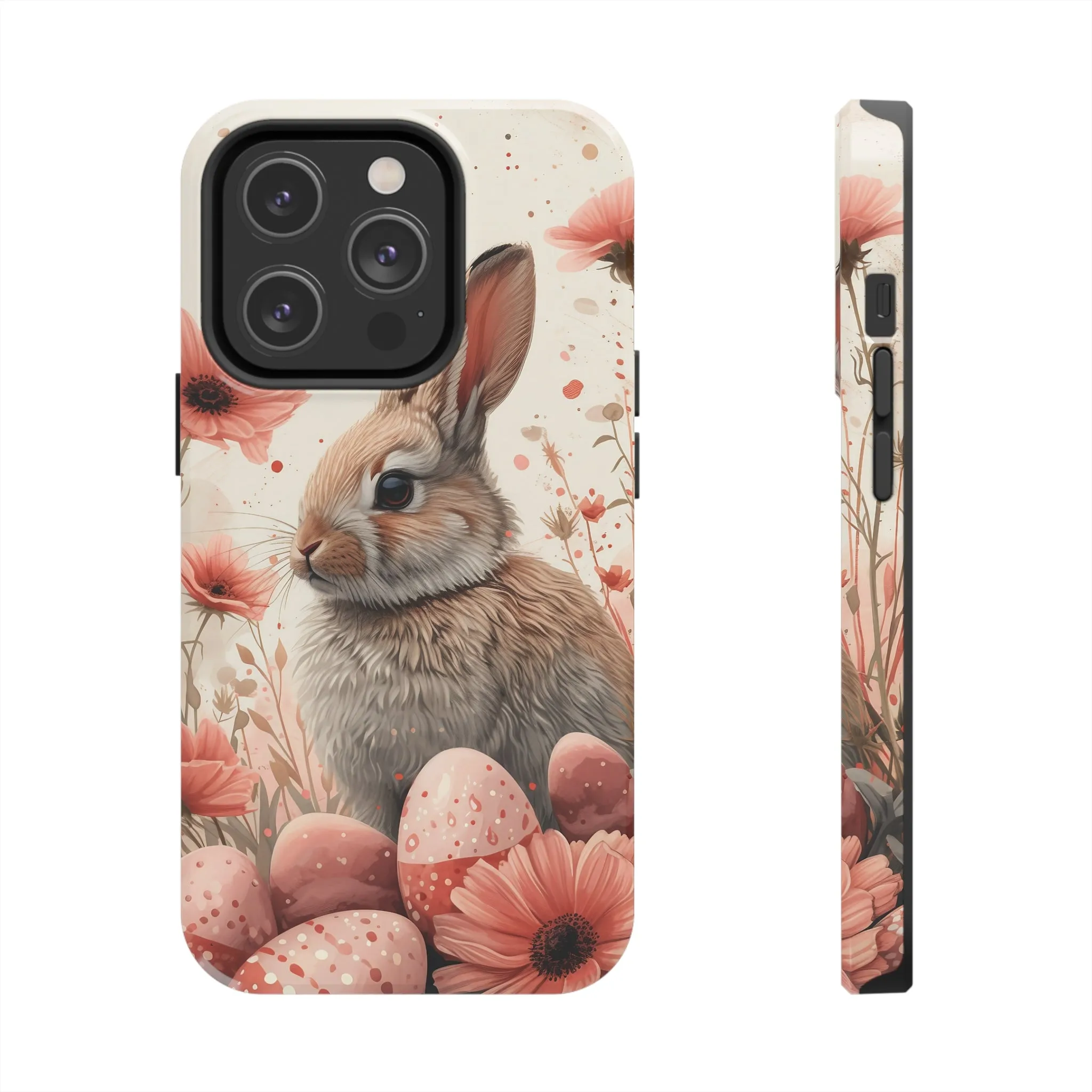 Watercolor Easter Bunny and Spring Flowers Design Phone Case- Lightweight, Impact Resistant Cover for iPhone 6, 6s, 12, 13, 14, 15