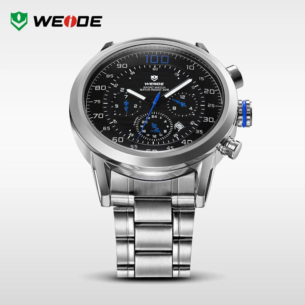 WEIDE Original Military Watches Waterproofed Men Full Steel Luxury Brand Quartz Watch Sports Watches