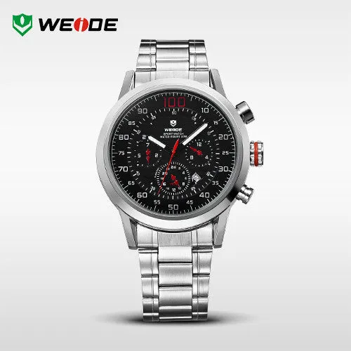 WEIDE Original Military Watches Waterproofed Men Full Steel Luxury Brand Quartz Watch Sports Watches