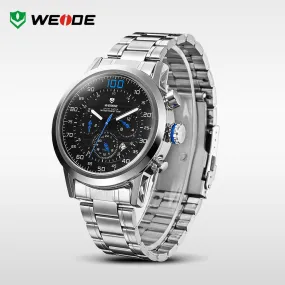 WEIDE Original Military Watches Waterproofed Men Full Steel Luxury Brand Quartz Watch Sports Watches