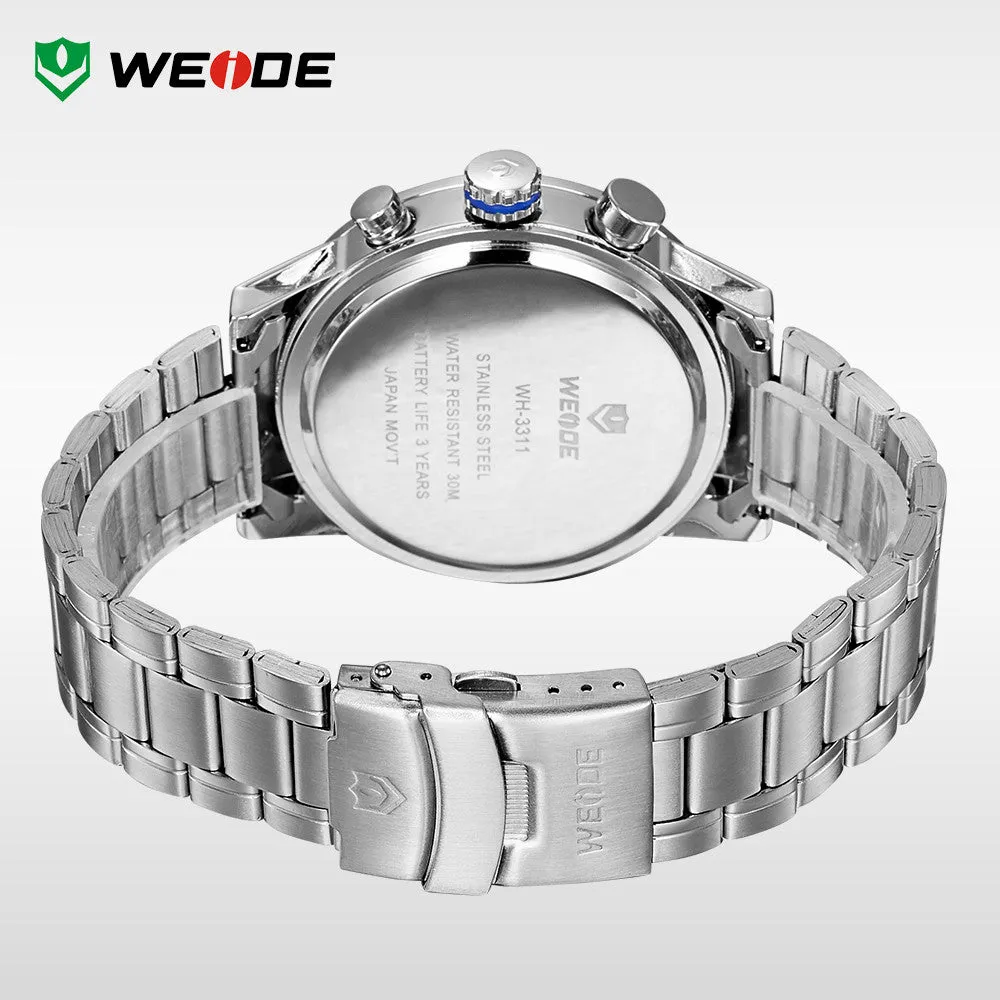 WEIDE Original Military Watches Waterproofed Men Full Steel Luxury Brand Quartz Watch Sports Watches