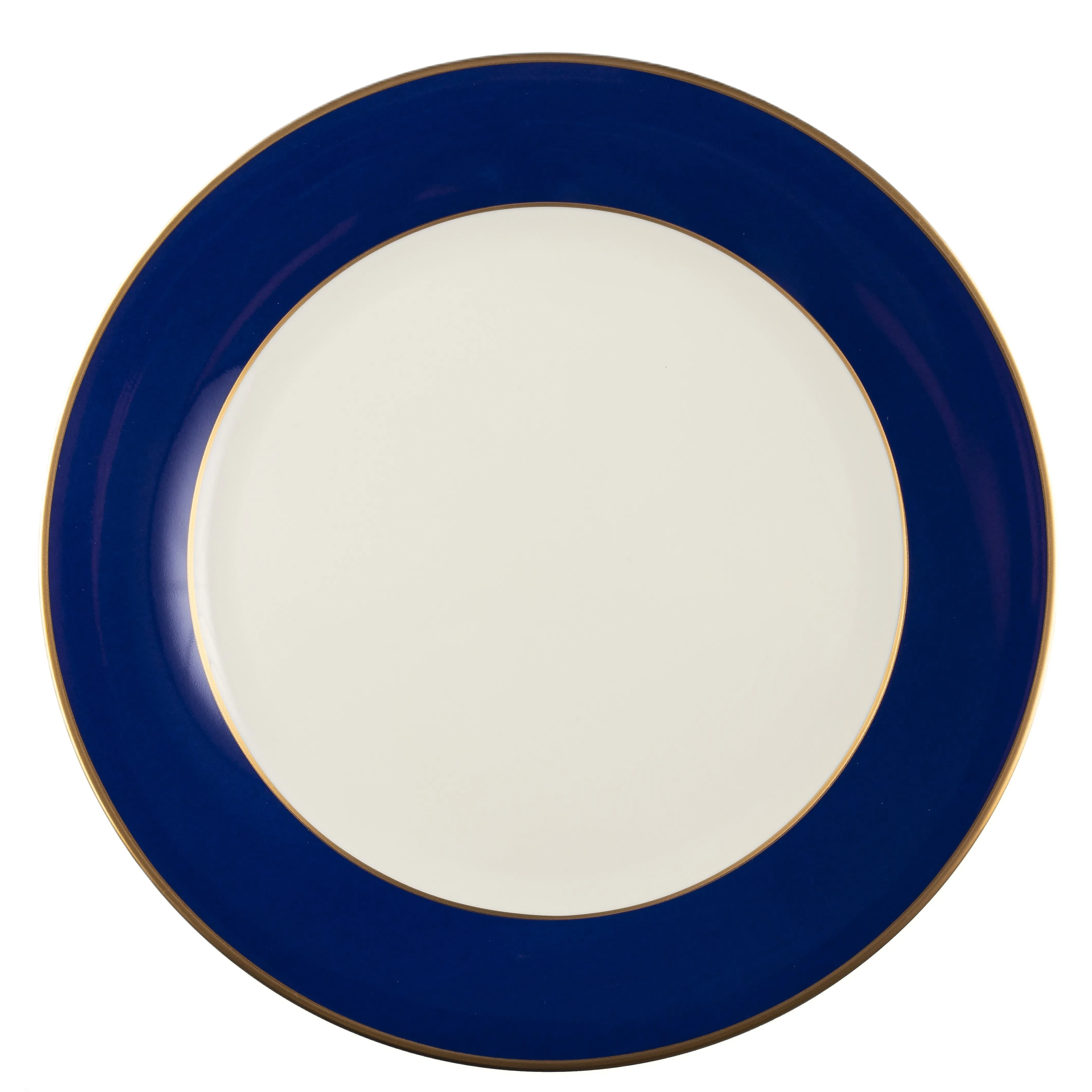 White ColorSheen Navy-Blue Gold Charger Plate