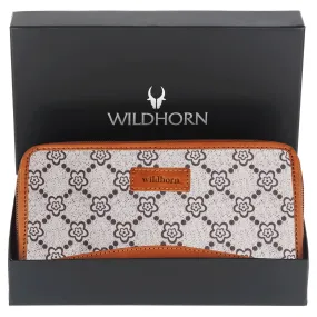 WildHorn Women's Canvas Wallet Clutch - Stylish, Spacious I Zip Around Wallet for Travel, Holds Cards, Phone, Cash