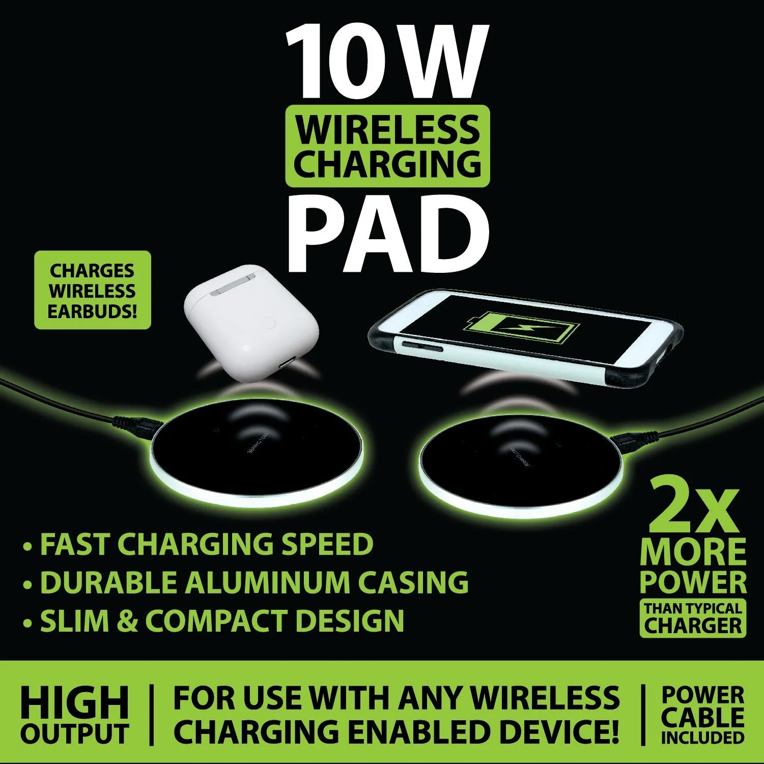 Wireless Charging Pad with Power Cable - 6 Pieces Per Retail Ready Display 21784