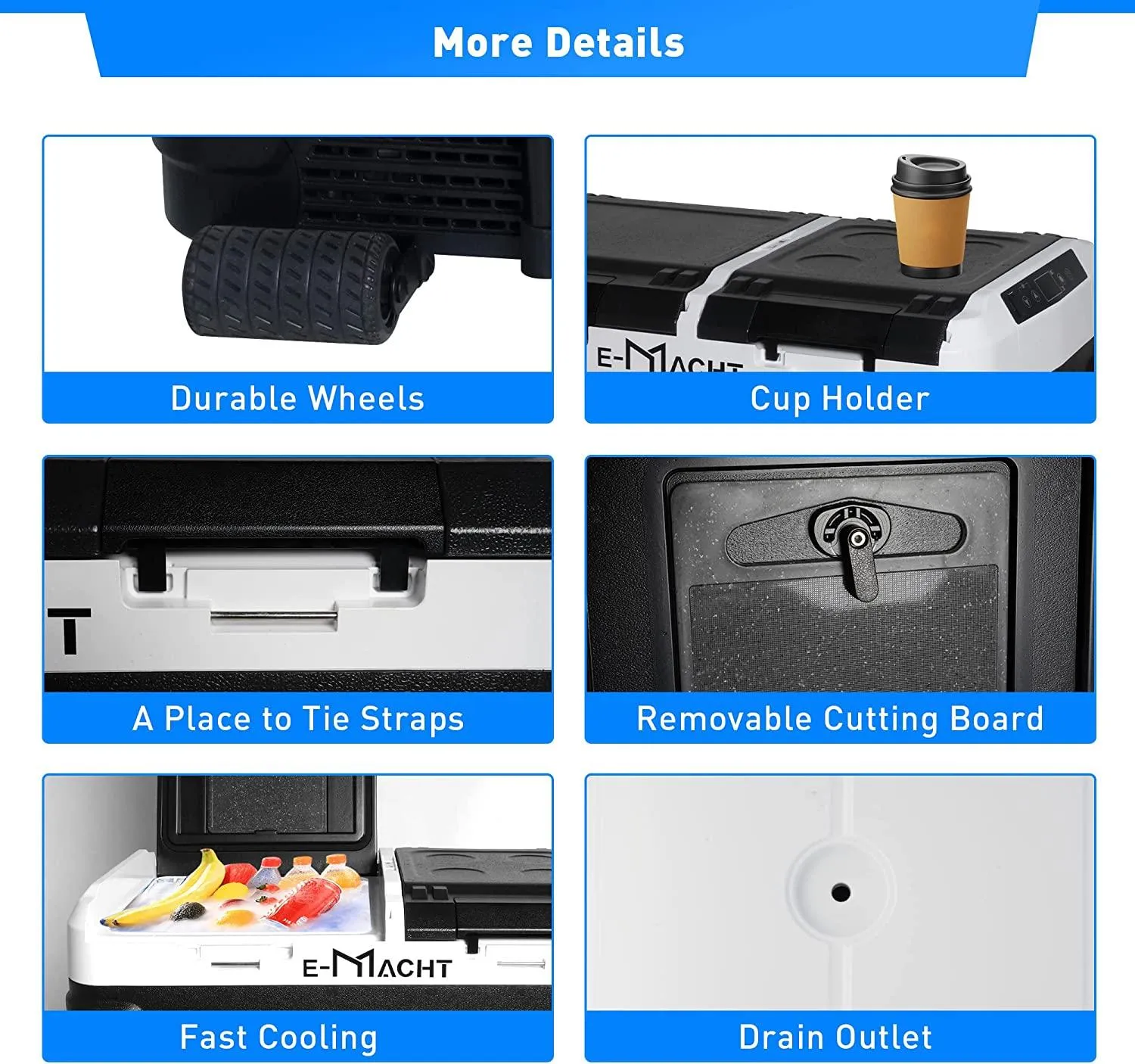 Wireless Connectivity 12V Car Fridge - 63QT with Dual Power Options and Wheels