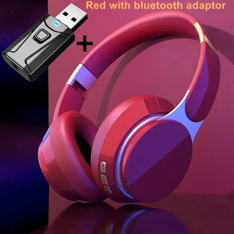 Wireless TV Headphones Bluetooth 5.0 USB Adaptor Stereo Headset Foldable Helmet Earbuds With Mic for Samsung Xiaomi TV PC Music