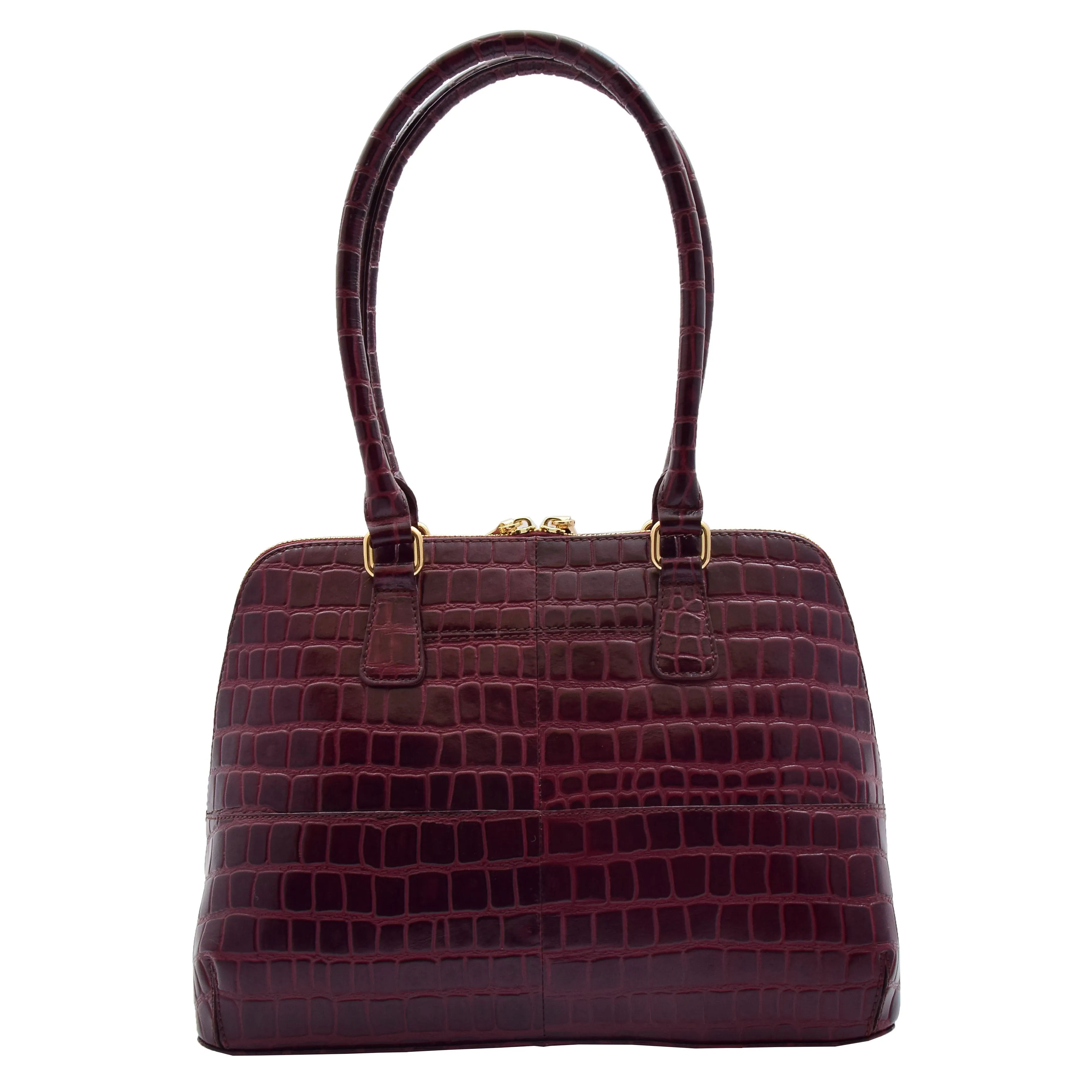 Womens Leather Hobo Bag Croc Print Annabelle Bordeaux