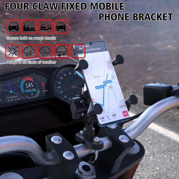 WUPP CS-1133A1 Motorcycle Four-claw X Shape Adjustable Mobile Phone Holder Bracket, Double Tap Buckle Version