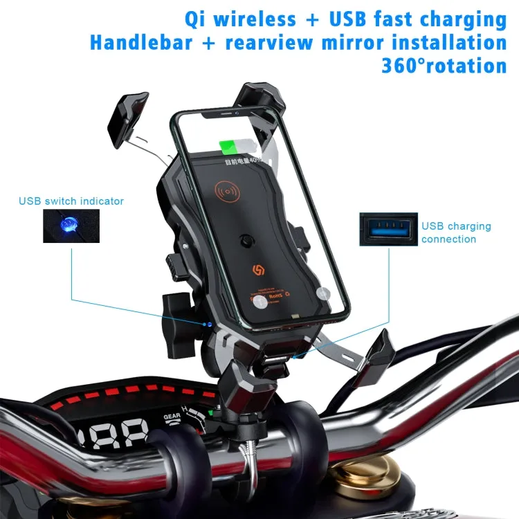 WUPP CS-1288A1 Wireless Charging   Wired Charging One-button Retractable Mobile Phone Stand(Black)