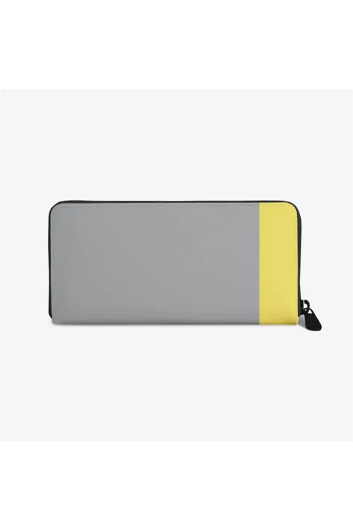 Yellow & Gray PU Leather Wallet