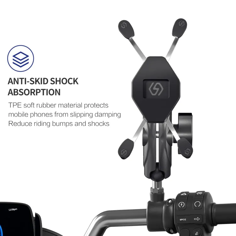 ZH-1558C1 Motorcycle M8 Ball Joint X-shape Aluminum Alloy Phone Holder