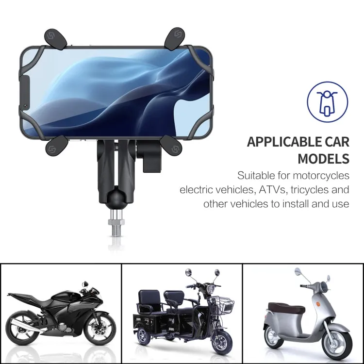 ZH-1558D1 Motorcycle M10 Ball Joint X-shape Aluminum Alloy Phone Holder